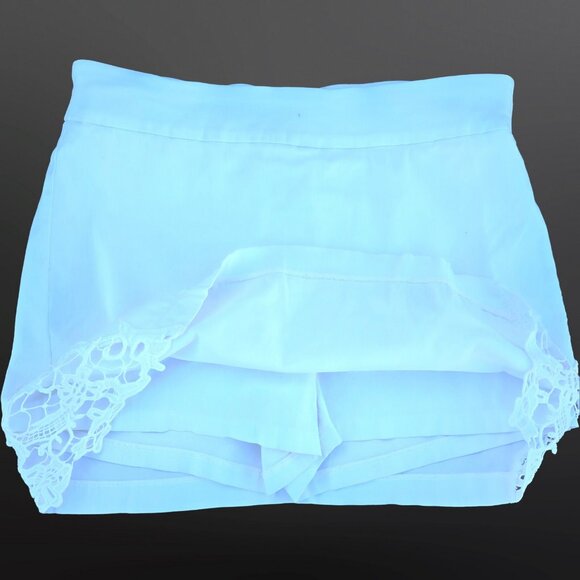 Y2K White Mini Skirt Skort Lace Trim Womens Size M Mid Rise Stretch Coquette - Picture 2 of 6